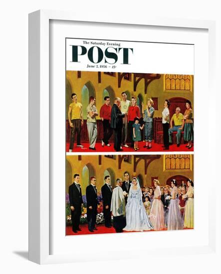 "Wedding and Rehearsal" Saturday Evening Post Cover, June 2, 1956-Earl Mayan-Framed Giclee Print