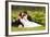 Wedding, Beautiful Young Bride Lying Together with Groom in Love on Green Grass Kissing-khorzhevska-Framed Photographic Print