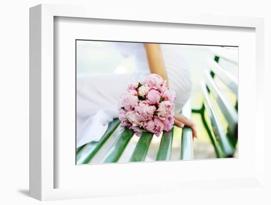 Wedding Bouquet of White Peonies-tanialerro-Framed Photographic Print