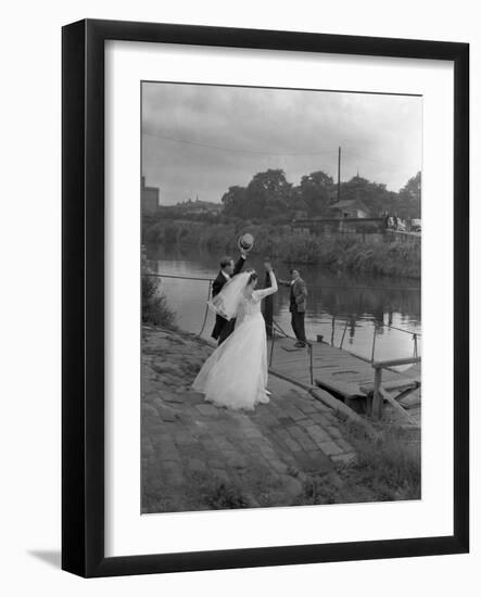 Wedding Couple Crossing the River Don, Mexborough, South Yorkshire, 1961-Michael Walters-Framed Photographic Print