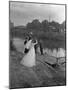 Wedding Couple Crossing the River Don, Mexborough, South Yorkshire, 1961-Michael Walters-Mounted Photographic Print