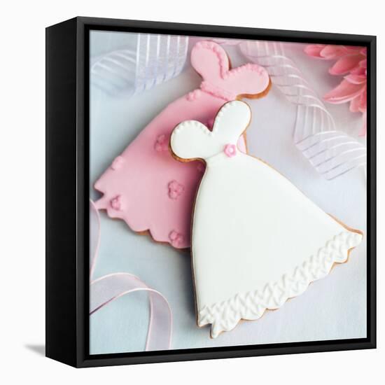 Wedding Dress Cookies-Ruth Black-Framed Stretched Canvas