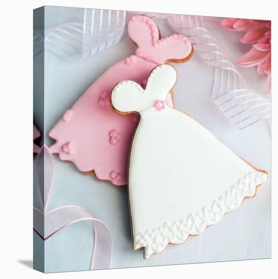 Wedding Dress Cookies-Ruth Black-Stretched Canvas