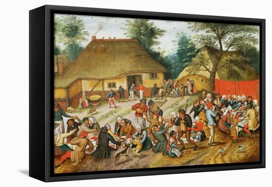 Wedding Feast-Pieter Brueghel the Younger-Framed Stretched Canvas