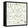 Wedding Graphic Set, Arrows, Hearts, Laurel, Wreaths, Ribbons and Labels.-Alisa Foytik-Framed Stretched Canvas