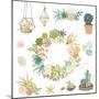 Wedding Graphic Set with Succulents, Wreath and Glass Terrariums-Alisa Foytik-Mounted Art Print