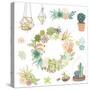 Wedding Graphic Set with Succulents, Wreath and Glass Terrariums-Alisa Foytik-Stretched Canvas