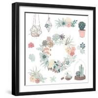 Wedding Graphic Set with Succulents, Wreath and Glass Terrariums-Alisa Foytik-Framed Art Print