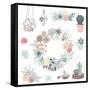 Wedding Graphic Set with Succulents, Wreath and Glass Terrariums-Alisa Foytik-Framed Stretched Canvas