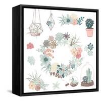 Wedding Graphic Set with Succulents, Wreath and Glass Terrariums-Alisa Foytik-Framed Stretched Canvas