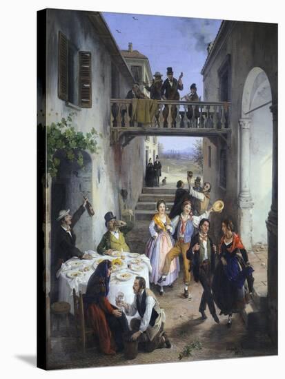 Wedding in Brianza, 1873-Angelo Inganni-Stretched Canvas