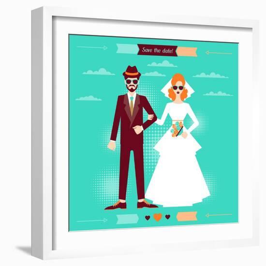 Wedding Invitation Card Template in Retro Style-incomible-Framed Art Print