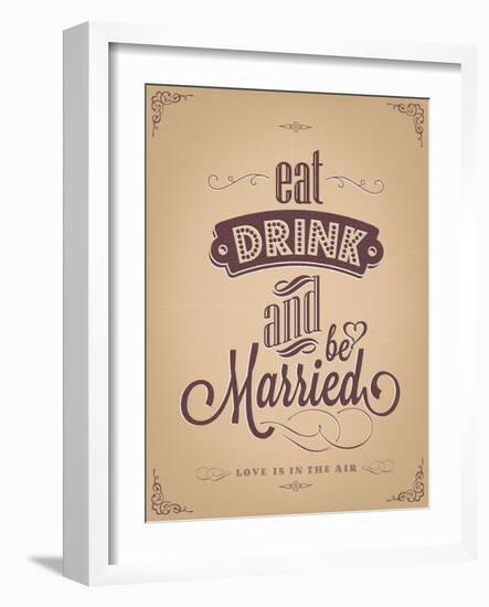 Wedding Invitation Vintage Typographic Background-Melindula-Framed Art Print