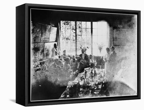 Wedding Meal of Suzanne Hoschede and Theodore Earl Butler, 20 July 1892 (B/W Print)-null-Framed Stretched Canvas