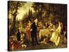 Wedding Party in the Garden of Fontainebleau-Carl Herpfer-Stretched Canvas