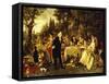 Wedding Party in the Garden of Fontainebleau-Carl Herpfer-Framed Stretched Canvas