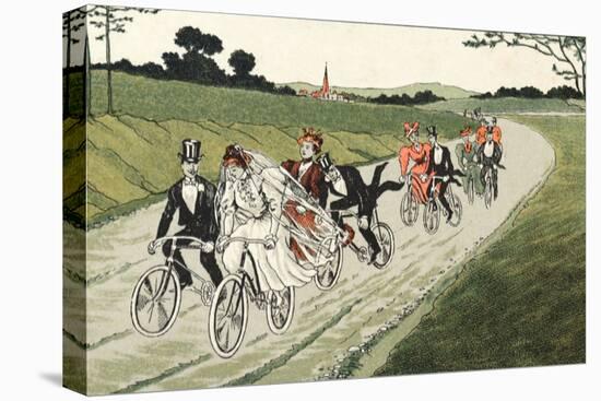 Wedding Party on Bicycles C1910-Chris Hellier-Stretched Canvas