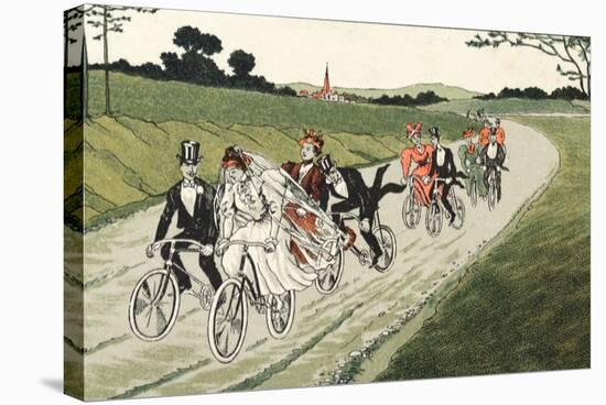 Wedding Party on Bicycles C1910-Chris Hellier-Stretched Canvas