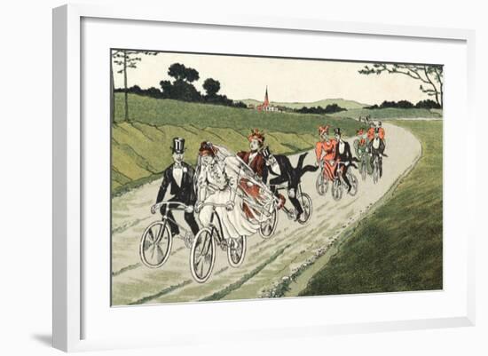 Wedding Party on Bicycles C1910-Chris Hellier-Framed Photographic Print