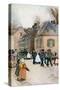 Wedding Party Strolling Through the Village of Pont-Aven in Brittany, France-null-Stretched Canvas