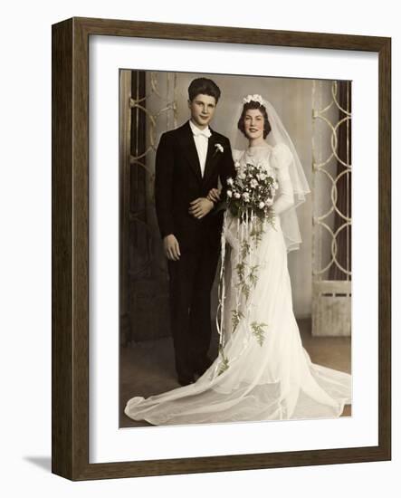 Wedding Portrait of Bride and Groom, Ca. 1939-null-Framed Photographic Print