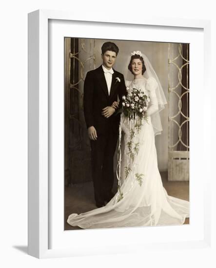 Wedding Portrait of Bride and Groom, Ca. 1939-null-Framed Photographic Print