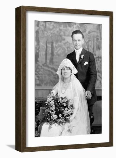 Wedding Portrait of Young Couple, Ca. 1924-null-Framed Photographic Print