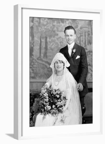 Wedding Portrait of Young Couple, Ca. 1924-null-Framed Photographic Print