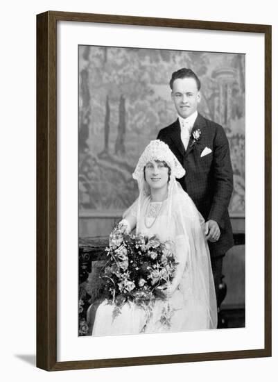 Wedding Portrait of Young Couple, Ca. 1924-null-Framed Photographic Print