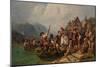 Wedding Procession on the Rhine, 19Th Century (Oil on Canvas)-Albert Kindler-Mounted Giclee Print