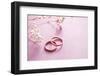 Wedding Rings on a Soft Pastel Background.-Ekaterina Mesilova-Framed Photographic Print