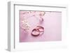 Wedding Rings on a Soft Pastel Background.-Ekaterina Mesilova-Framed Photographic Print