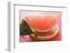 Wedge of Pink Grapefruit on Slice of Grapefruit with Leaf-Foodcollection-Framed Photographic Print