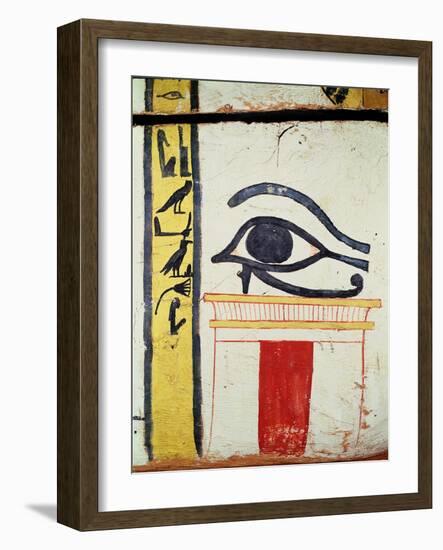 Wedjat Eye, Detail from the Sarcophagus Cover of the Lady of Madja, New Kingdom, c.1450 BC-Egyptian 18th Dynasty-Framed Giclee Print