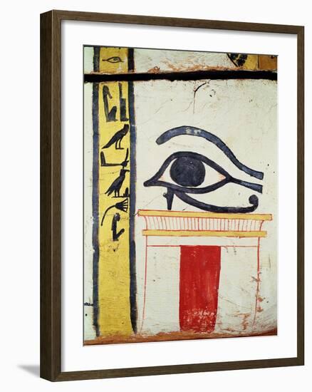 Wedjat Eye, Detail from the Sarcophagus Cover of the Lady of Madja, New Kingdom, c.1450 BC-Egyptian 18th Dynasty-Framed Giclee Print