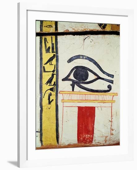 Wedjat Eye, Detail from the Sarcophagus Cover of the Lady of Madja, New Kingdom, c.1450 BC-Egyptian 18th Dynasty-Framed Giclee Print