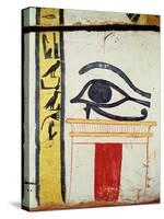 Wedjat Eye, Detail from the Sarcophagus Cover of the Lady of Madja, New Kingdom, c.1450 BC-Egyptian 18th Dynasty-Stretched Canvas