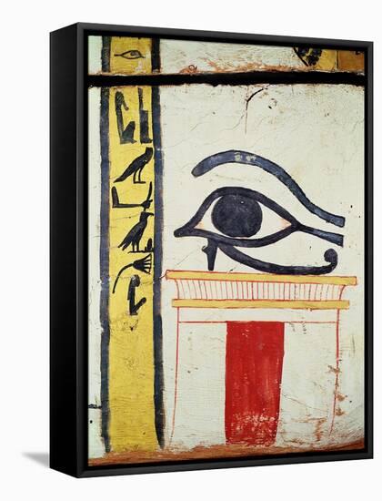 Wedjat Eye, Detail from the Sarcophagus Cover of the Lady of Madja, New Kingdom, c.1450 BC-Egyptian 18th Dynasty-Framed Stretched Canvas