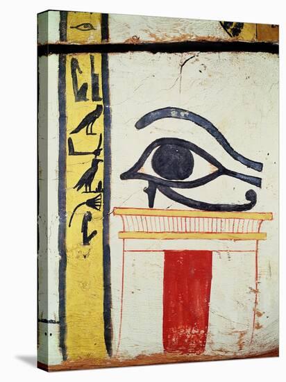 Wedjat Eye, Detail from the Sarcophagus Cover of the Lady of Madja, New Kingdom, c.1450 BC-Egyptian 18th Dynasty-Stretched Canvas