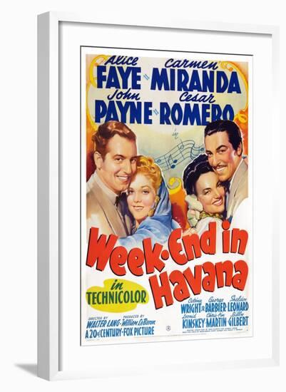 Week-End in Havana, John Payne, Alice Faye, Carmen Miranda, Cesar Romero, 1941-null-Framed Art Print