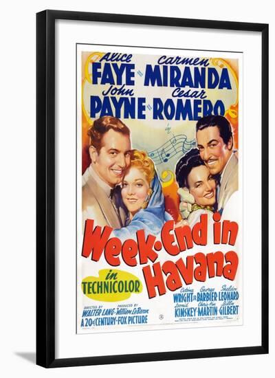 Week-End in Havana, John Payne, Alice Faye, Carmen Miranda, Cesar Romero, 1941-null-Framed Art Print