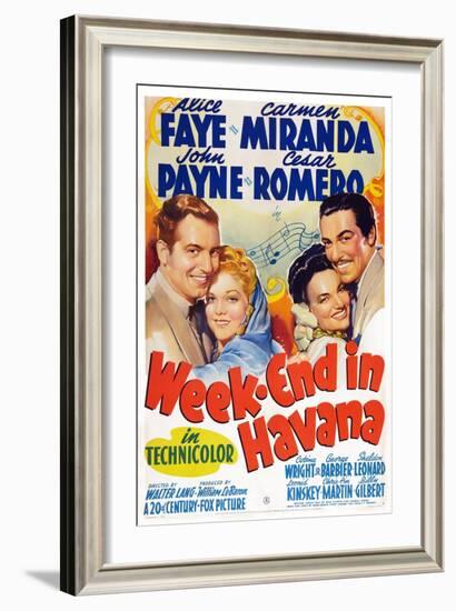 Week-End in Havana, John Payne, Alice Faye, Carmen Miranda, Cesar Romero, 1941-null-Framed Art Print