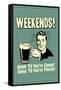 Weekends Drink Til Sleep And Sleep Til Thirsty Funny Retro Poster-Retrospoofs-Framed Stretched Canvas