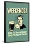 Weekends Drink Til Sleep And Sleep Til Thirsty Funny Retro Poster-Retrospoofs-Framed Poster