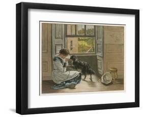 Weeping Girl Attracts the Sympathy of Her Dog-John Henry-Framed Photographic Print