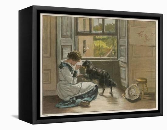 Weeping Girl Attracts the Sympathy of Her Dog-John Henry-Framed Stretched Canvas