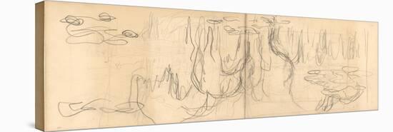 Weeping Willows Reflecting and Nympheas (Pencil on Paper)-Claude Monet-Stretched Canvas