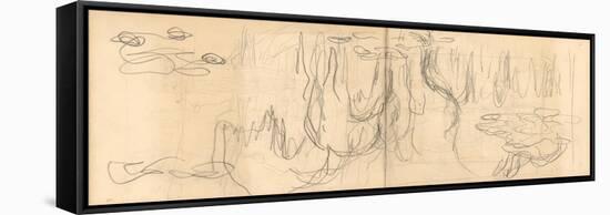 Weeping Willows Reflecting and Nympheas (Pencil on Paper)-Claude Monet-Framed Stretched Canvas