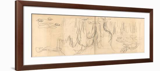 Weeping Willows Reflecting and Nympheas (Pencil on Paper)-Claude Monet-Framed Premium Giclee Print
