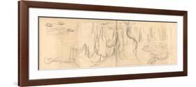 Weeping Willows Reflecting and Nympheas (Pencil on Paper)-Claude Monet-Framed Premium Giclee Print